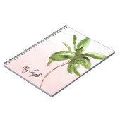 Blush Pink Tropical Gold Green Palm Tree Notitieboek (Linkerzijde)
