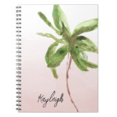 Blush Pink Tropical Gold Green Palm Tree Notitieboek (Voorkant)