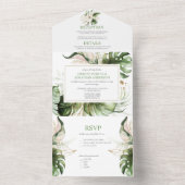 Blush Pink Tropical Lilies Greenery All In One Uitnodiging (Binnen)