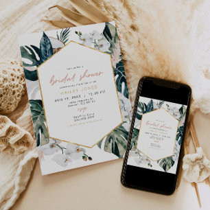 Blush Pink Tropical Palm Pampas Vrijgezellenfeest Kaart