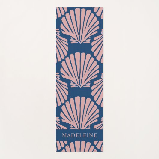 Blush Pink Tropical Seashells Custom Yogamat (Voorkant)
