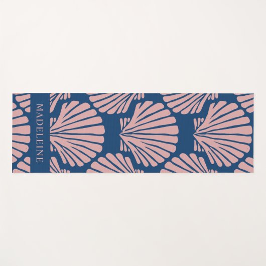 Blush Pink Tropical Seashells Custom Yogamat (Voorkant (horizontaal))