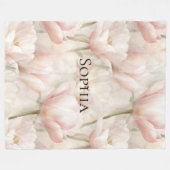 Blush Pink Tulpen Bloemen Fleece Deken (Voorkant (Horizontaal))