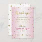 Blush Pink Twinkle Twinkle Little Star Baby shower Bedankkaart (Voorkant / Achterkant)