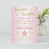 Blush Pink Twinkle Twinkle Little Star Baby shower Kaart (Staand voorkant)