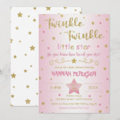 Blush Pink Twinkle Twinkle Little Star Baby shower Kaart (Voorkant / Achterkant)
