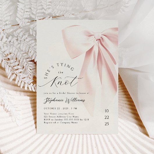 Blush Pink Tying the Knot Vrijgezellenfeest Kaart