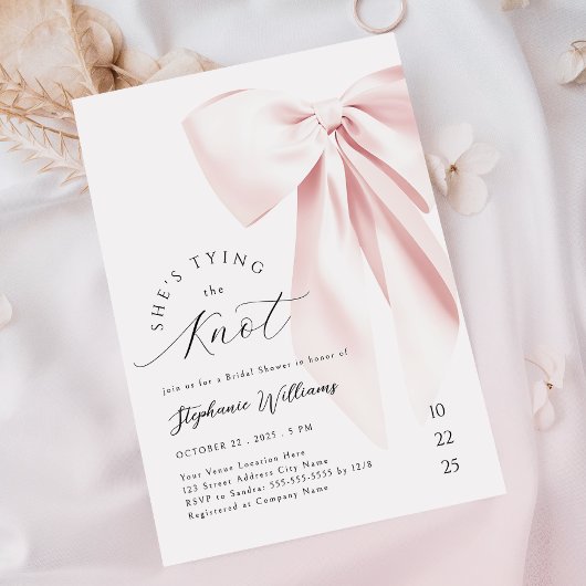Blush Pink Tying the Knot Vrijgezellenfeest Kaart