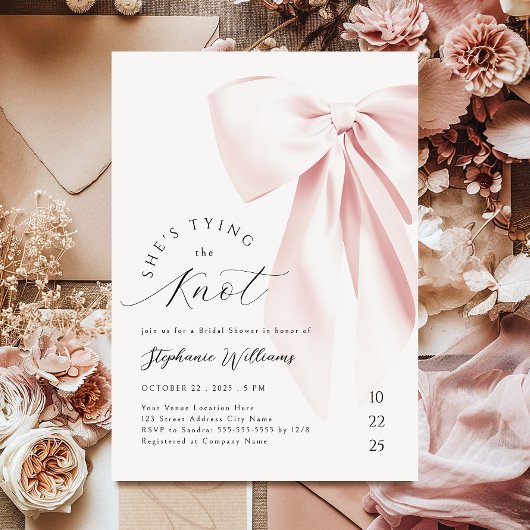 Blush Pink Tying the Knot Vrijgezellenfeest Kaart