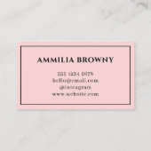 Blush pink typografie | Elegant Chic Vrouwelijk Visitekaartje (Achterkant)