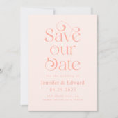 Blush Pink Typography Wedding Save The Date (Voorkant)