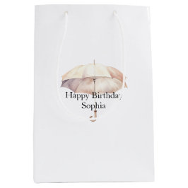 Blush Pink Umbrella Birthday Medium Cadeauzakje