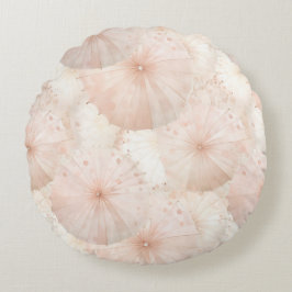 Blush Pink Umbrellas Stripes Rond Kussen