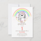 Blush Pink Unicorn Birthday Uitnodiging (Voorkant)