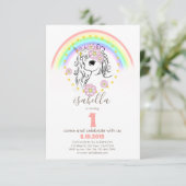 Blush Pink Unicorn Birthday Uitnodiging (Staand voorkant)