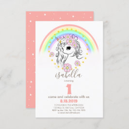 Blush Pink Unicorn Birthday Uitnodiging