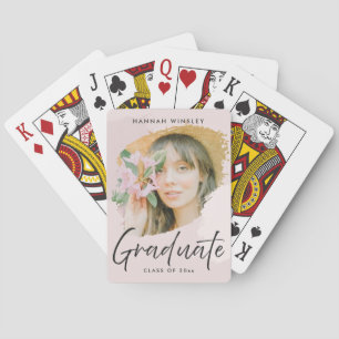 Blush Pink Uw foto toevoegen Aangepast Afstuderen Pokerkaarten