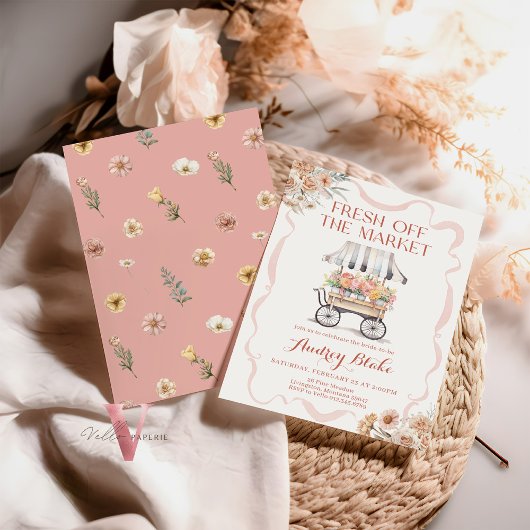 Blush Pink van de Markt Bruids Douche Uitnodiging