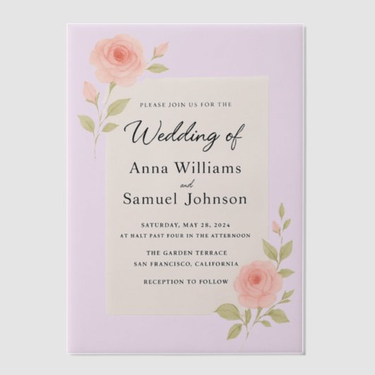 Blush pink vellum uitnodiging (Voorkant)