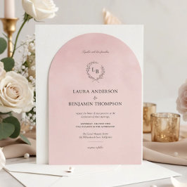 Blush Pink Velvet Elegant Arch Style Wedding Kaart