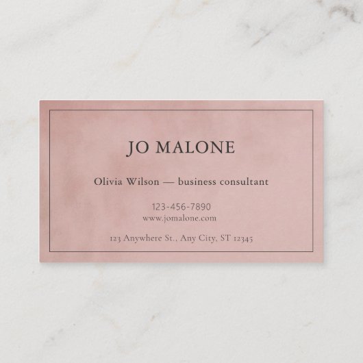 Blush Pink Velvet Textuur Elegant Bedrijf Visitekaartje (Achterkant)