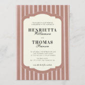 Blush Pink Vertical Stripe QR Wedding Invite Kaart (Voorkant)