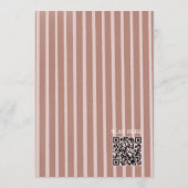 Blush Pink Vertical Stripe QR Wedding Invite Kaart (Achterkant)