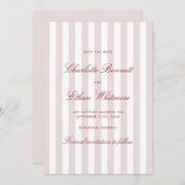 Blush Pink Vertical Stripes Modern Save the Date Kaart (Voorkant / Achterkant)