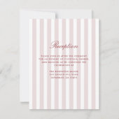 Blush Pink Vertical Stripes Moderne Receptie Kaart (Voorkant)