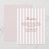 Blush Pink Vertical Stripes Moderne Receptie Kaart (Voorkant / Achterkant)