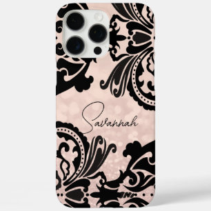 Blush Pink Victoriaans Bloemen Damask iPhone 16 Pro Max Hoesje