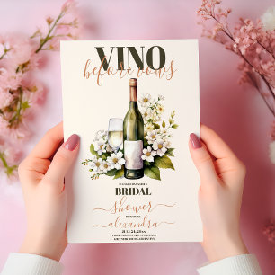 Blush Pink Vino voor Vows Vrijgezellenfeest Kaart