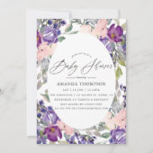Blush Pink, Violet and Plum Floral Baby shower Kaart (Voorkant)