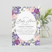 Blush Pink, Violet and Plum Floral Baby shower Kaart (Staand voorkant)