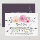 Blush Pink Violet bedankkaart Boho kruiden (Voorkant / Achterkant)
