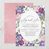 Blush Pink, Violet en Plum Bloemen Sip en See Kaart (Voorkant / Achterkant)