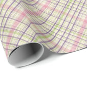 Blush Pink Violet Paars Lime Green Tartan Patroon Cadeaupapier (Rol Hoek)