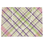 Blush Pink Violet Paars Lime Green Tartan Patroon Groot Cadeauzakje (Voorkant)