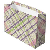 Blush Pink Violet Paars Lime Green Tartan Patroon Groot Cadeauzakje (Achterkant Gekanteld)