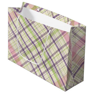 Blush Pink Violet Paars Lime Green Tartan Patroon Groot Cadeauzakje