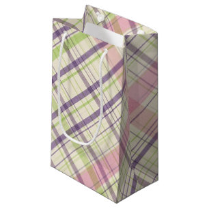 Blush Pink Violet Paars Lime Green Tartan Patroon Klein Cadeauzakje