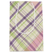 Blush Pink Violet Paars Lime Green Tartan Patroon Medium Cadeauzakje (Voorkant)