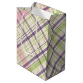Blush Pink Violet Paars Lime Green Tartan Patroon Medium Cadeauzakje (Achterkant Gekanteld)