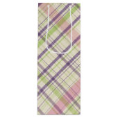 Blush Pink Violet Paars Lime Green Tartan Patroon Wijn Cadeautas (Voorkant)