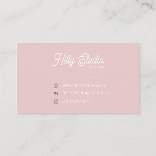 Blush Pink visitekaartje, bewerkbare afdrukken Visitekaartje (Achterkant)