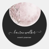 Blush Pink Volle Maan Elegant Ronde Sticker (Voorkant)