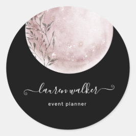 Blush Pink Volle Maan Elegant Ronde Sticker
