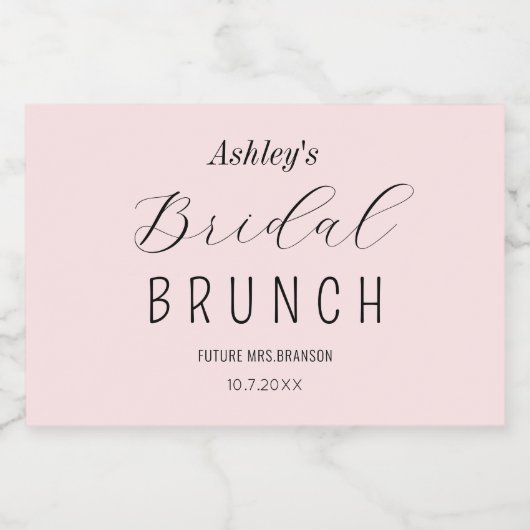 Blush Pink Vrijgezellenfeest Brunch Sparkling Wijnetiket (Enkel label)