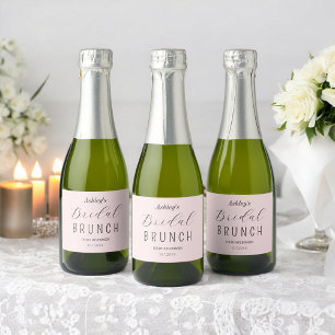 Blush Pink Vrijgezellenfeest Brunch Sparkling Wijnetiket