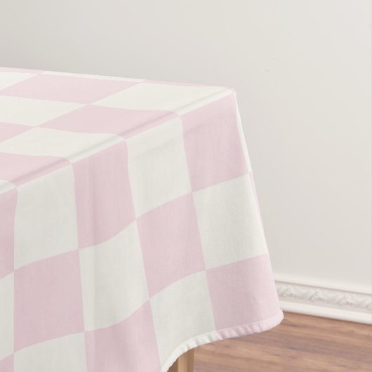 Blush Pink & Warm White Modern Checkered Tafelkleed (Voorbeeld)
